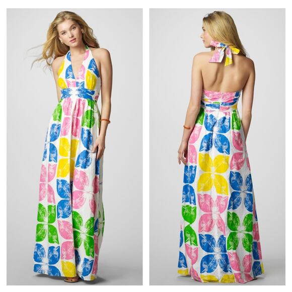 Lilly Pulitzer Maxine Maxi Halter Dress Multicolored size 2 - Picture 1 of 9